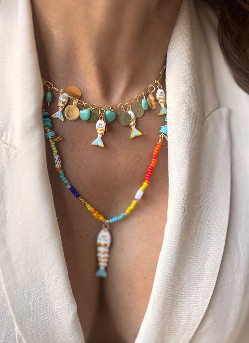 Collar pez azul.