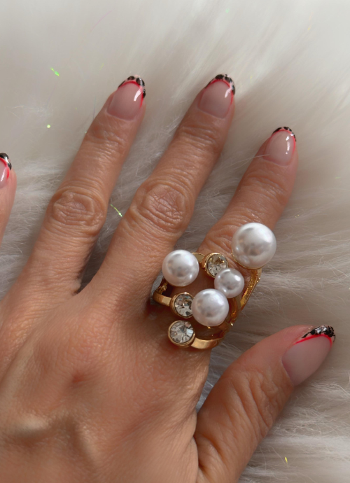 anillo perla ajustable